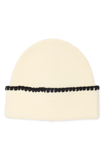 Vince Camuto Whipstitch Cuff Beanie In White