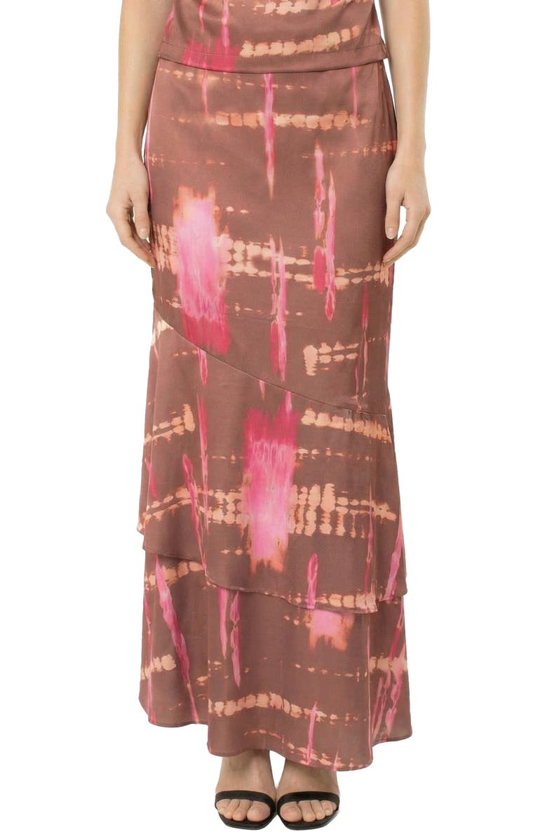 AREA STARS Tulip Hem Skirt, Alternate, color, Brown With Pink Accents