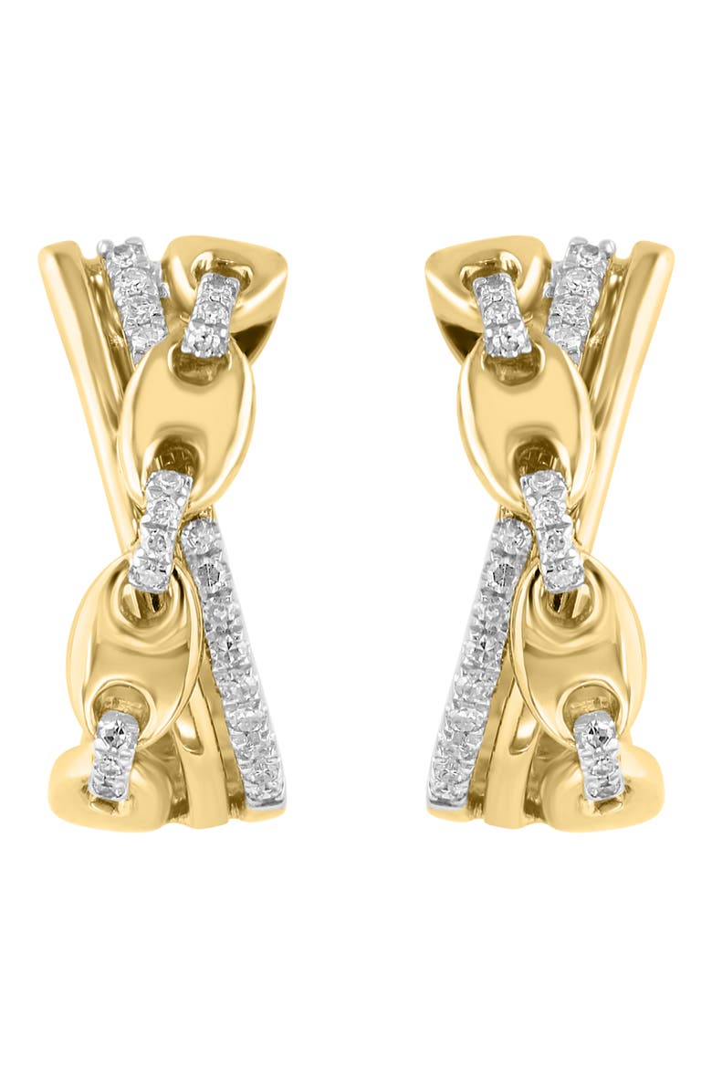 14k Gold Plated Diamond Link Hoop Earrings, Alternate, color, GOLD