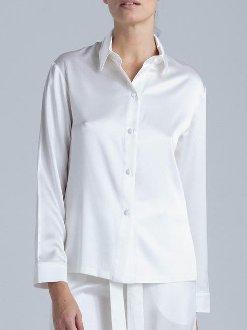 Alas Silk Long Sleeve Shirt In White