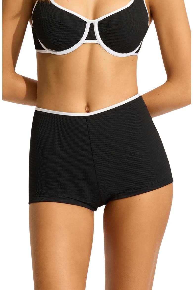 Beach Bound Boyleg Swim Shorts, Main, color, BLACK