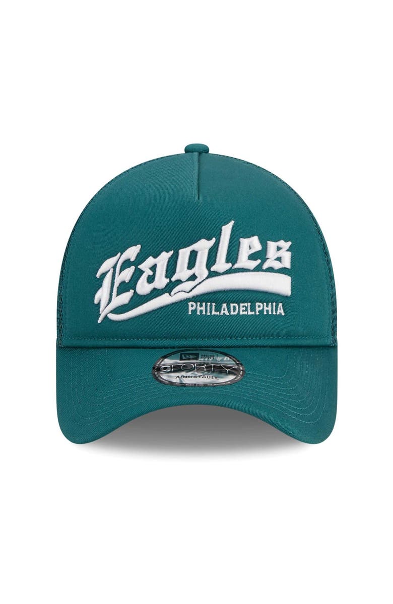 New Era Men's New Era Midnight Green Philadelphia Eagles Caliber Trucker 9FORTY Adjustable Hat, Alternate, color, Green