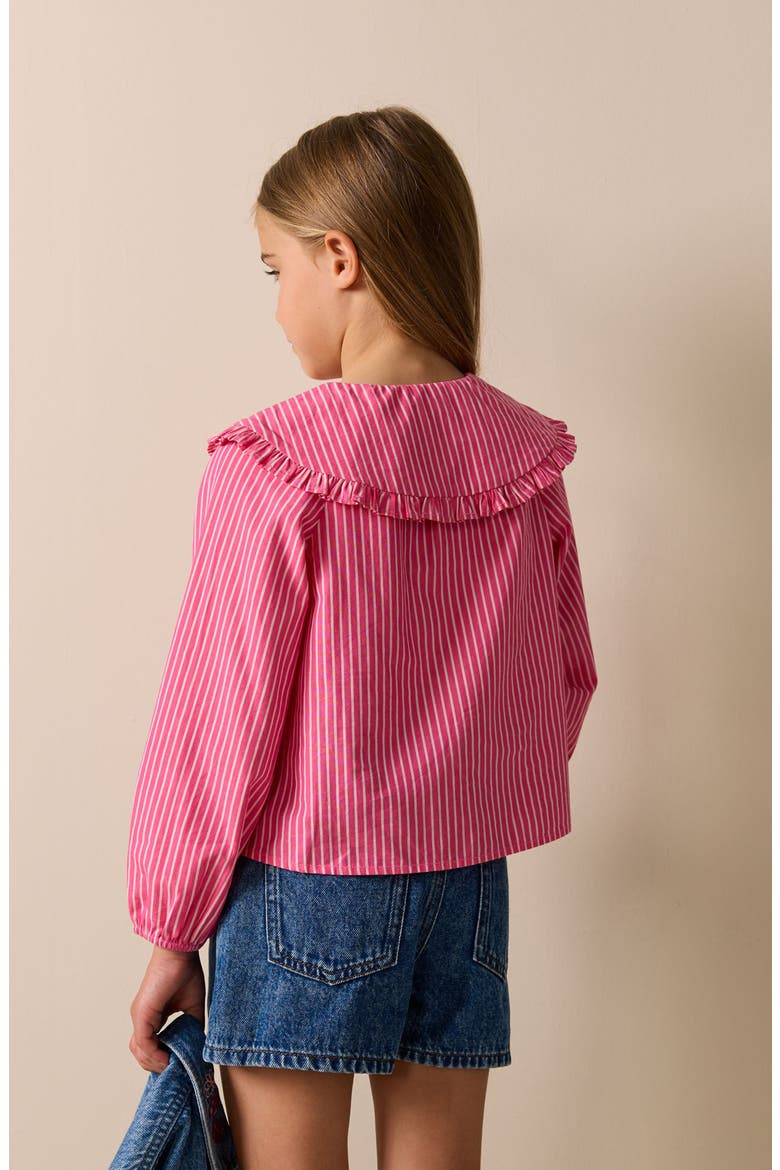 Kids' Cherry Ruffle Collar Cotton Top, Alternate, color, PINK