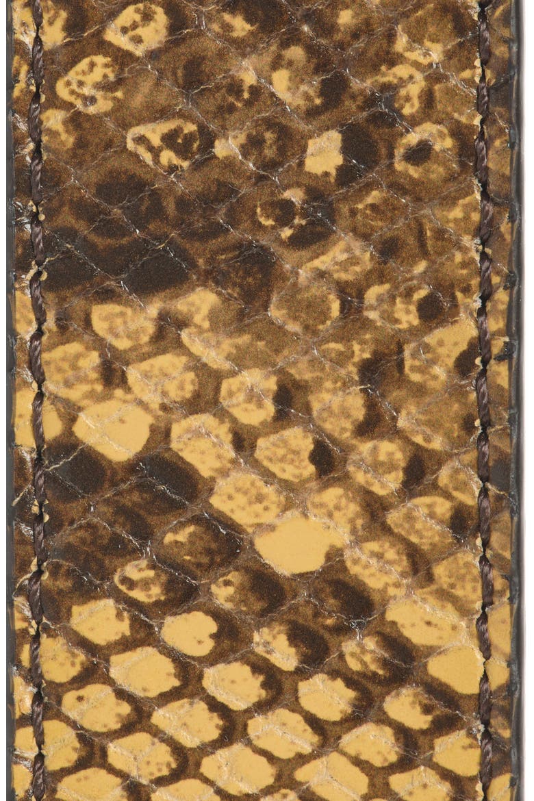 Python Embossed Leather Belt, Alternate, color, BROWN