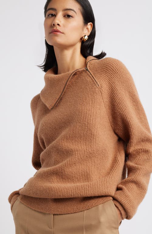 Nordstrom Asymmetric Half Zip Sweater In Tan Thrush