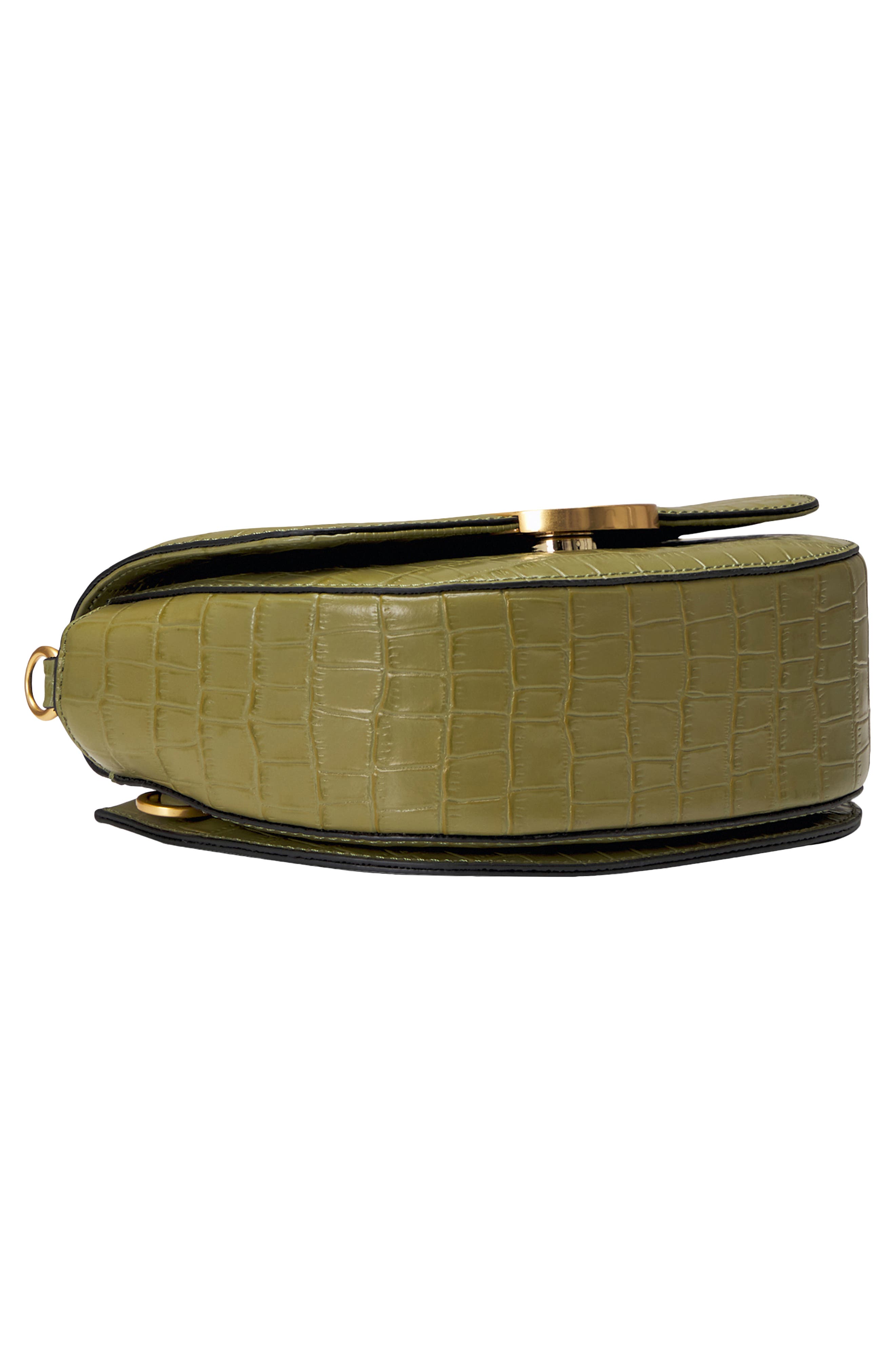 Lottie Croc Embossed Crossbody Bag, Alternate, color, LEAF OLIVE