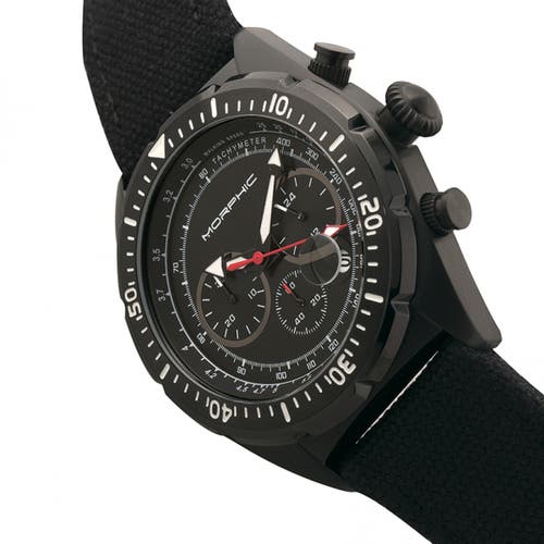 Morphic M53 Series Chronograph Fiber-weaved Leather-band Watch W/date In Black