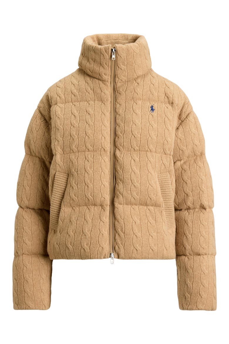 Cable Wool & Cashmere Puffer Jacket, Alternate, color, COLLECTION CAMEL MELANGE