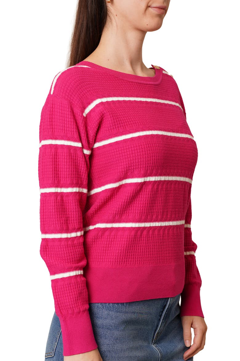 Stripe Pullover Sweater, Alternate, color, ROSE MAGENTA/ COCONUT MILK