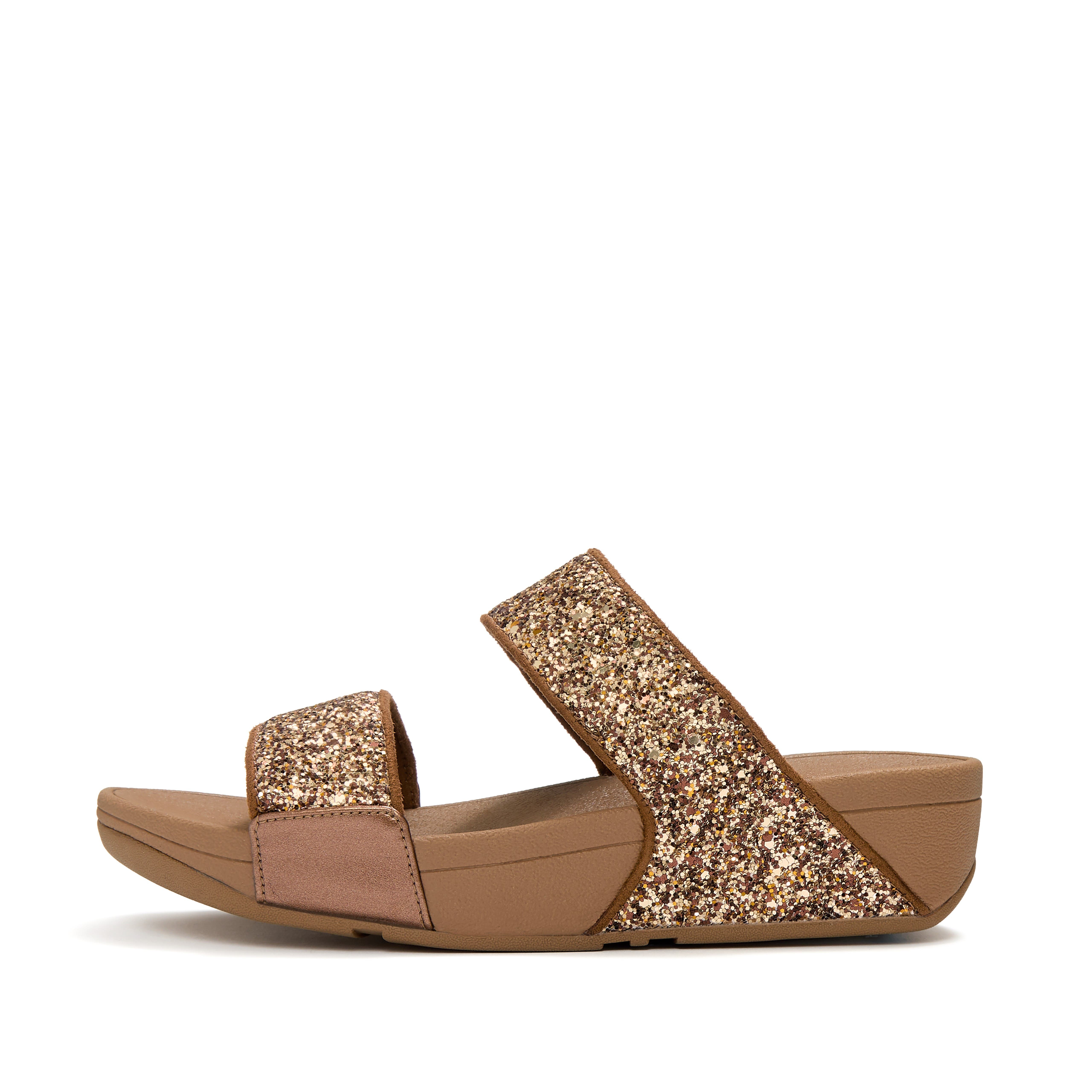 Lulu Multi-Tonal Glitter Slides, Alternate, color, Terracotta Tan
