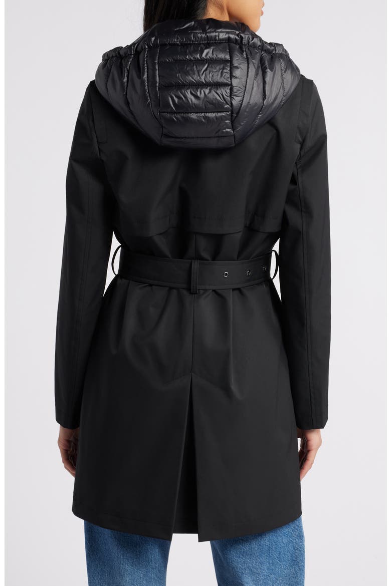 Double Breasted Trench Coat with Removable Hooded Bib, Alternate, color, BLACK