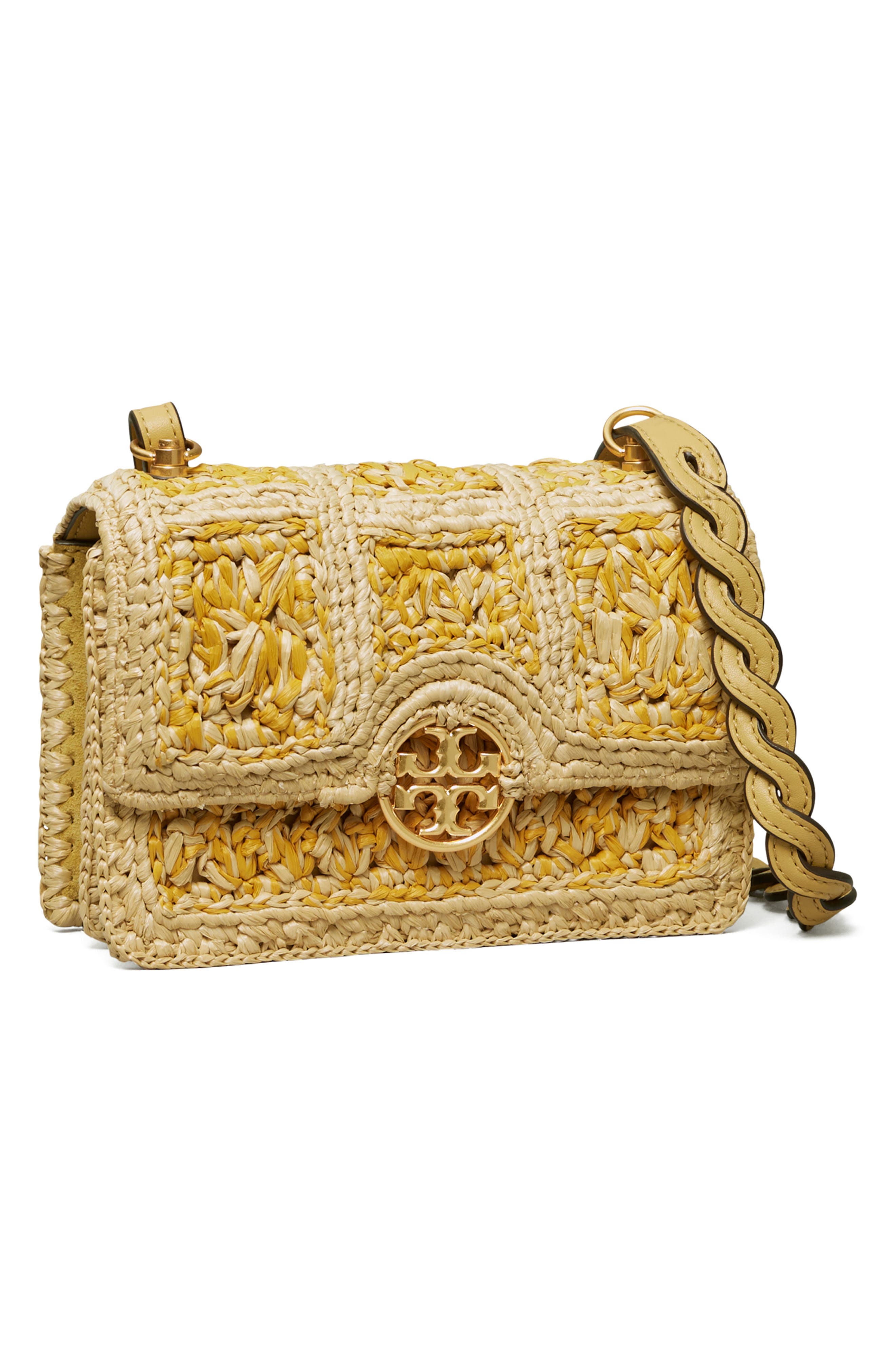 Tory Burch Mini Miller Raffia Shoulder Bag, Alternate, color, 