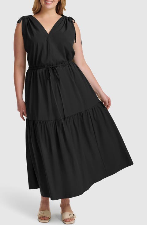 Commuter Sleeveless Tiered Midi Dress (Plus)