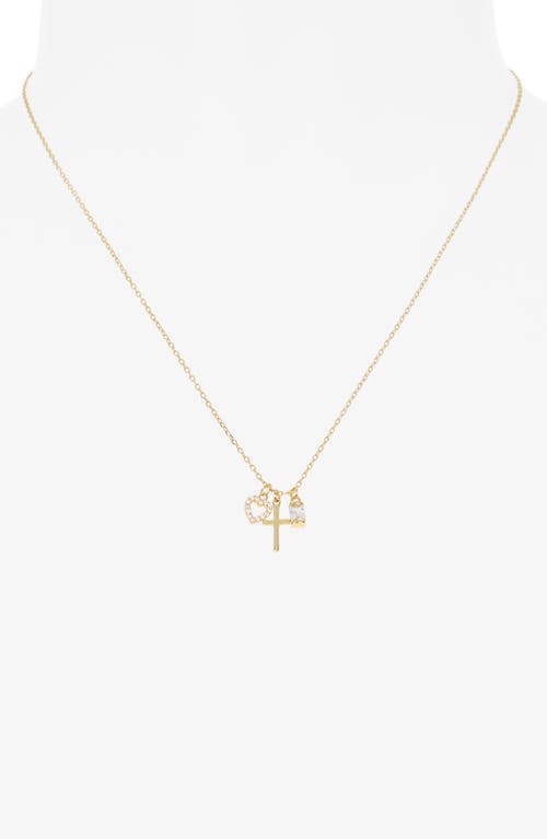 Argento Vivo Sterling Silver Sentimental Cross Pendant Necklace In Gold
