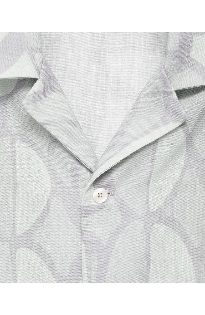 MANGO Geo Print Camp Shirt, Alternate, color, Sky Blue