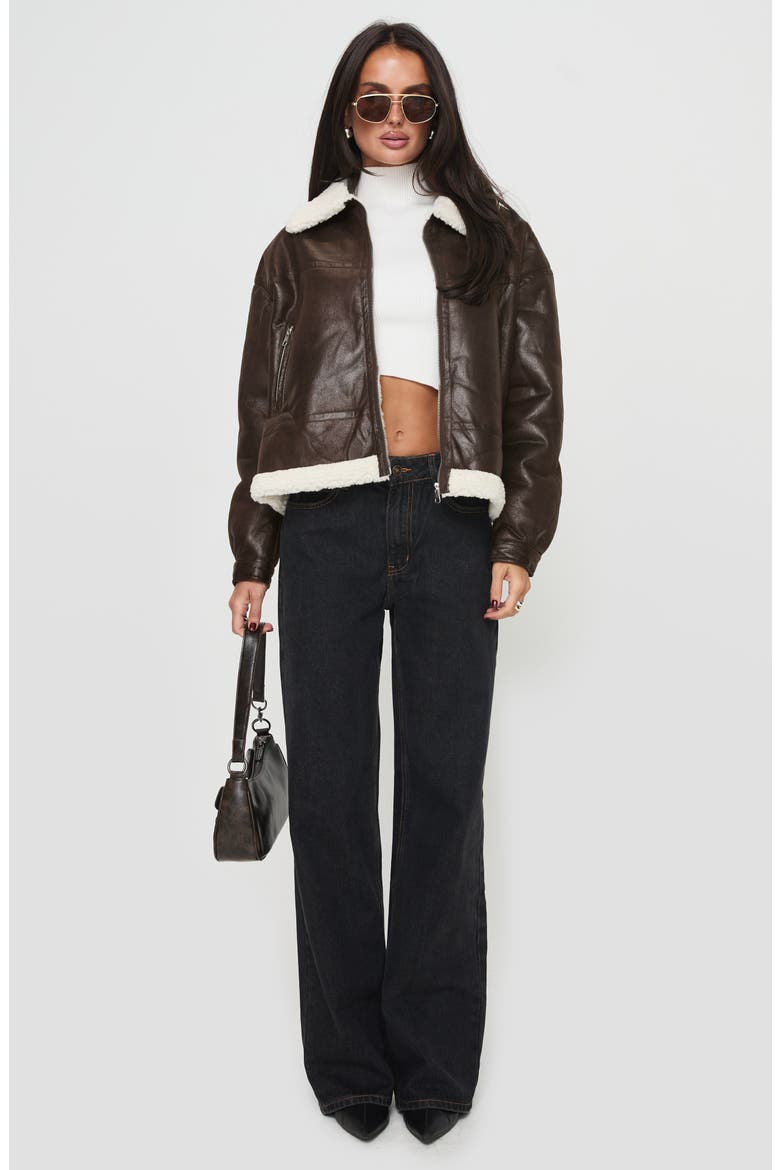Solara Faux Shearling Jacket, Alternate, color, BROWN