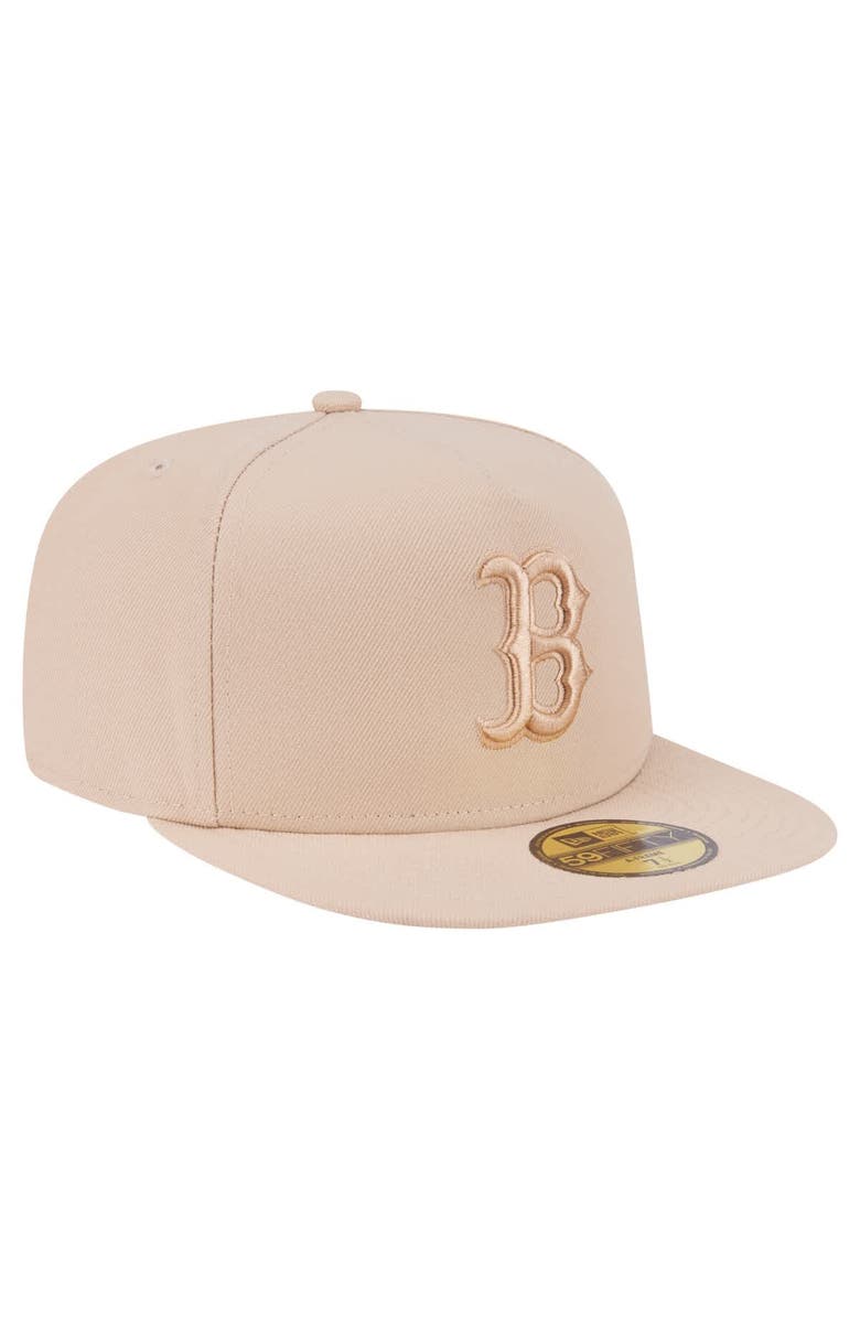 New Era Men's New Era Light Beige Boston Red Sox Color Pack A-Frame 59FIFTY Fitted Hat, Alternate, color,