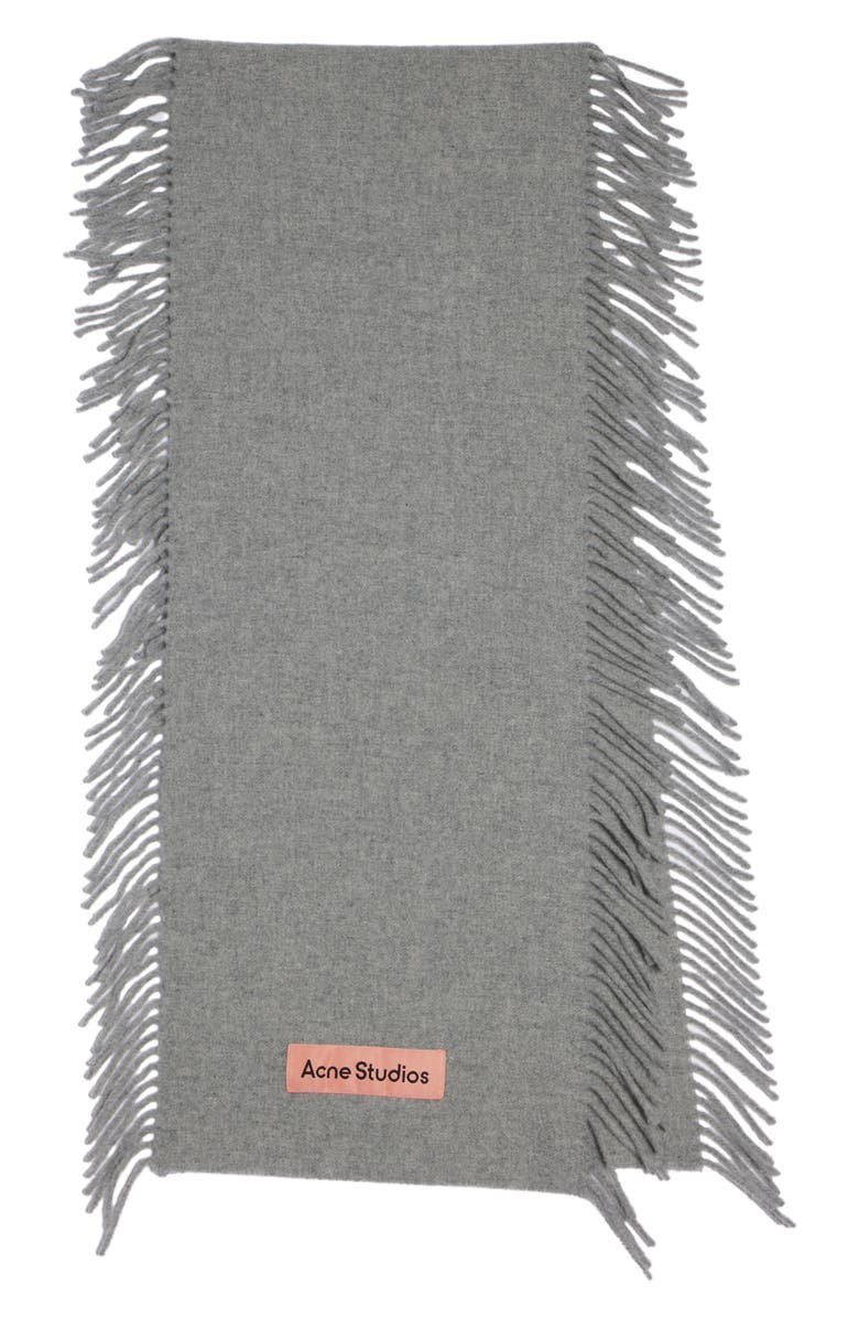 Acne Studios Canada Wool Fringe Scarf, Main, color, Light Grey Melange