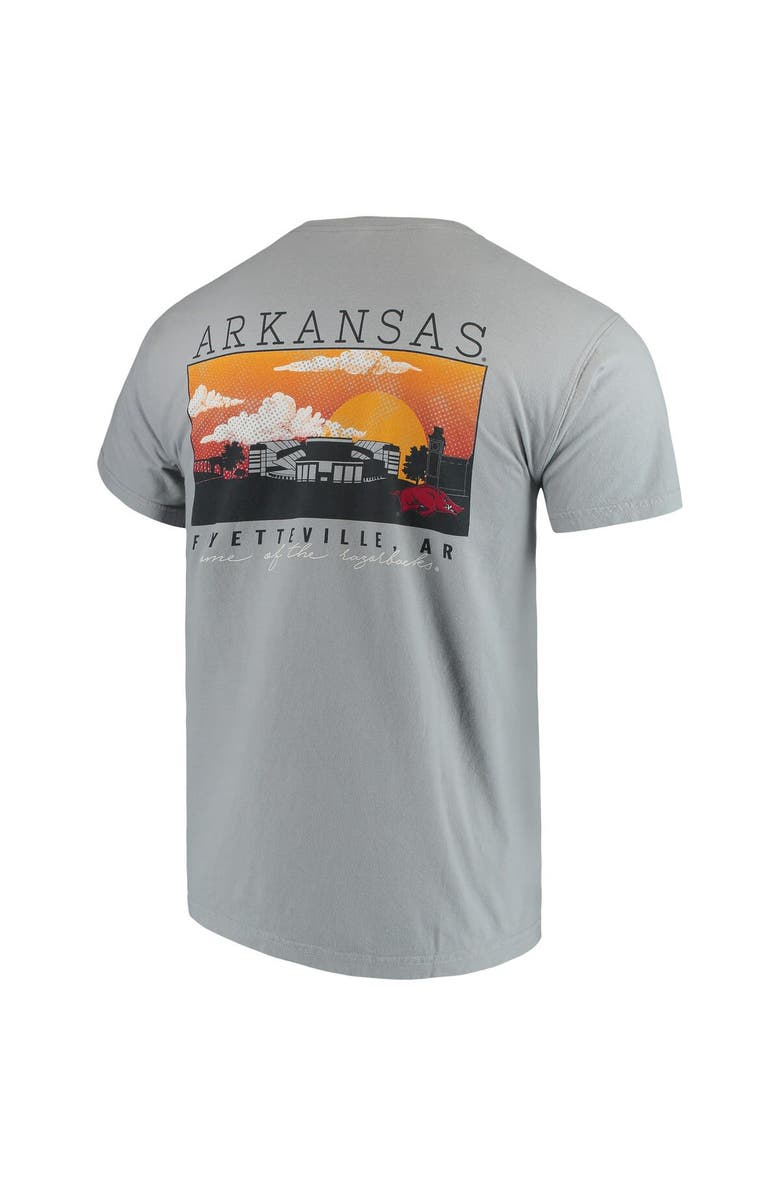 IMAGE ONE Men's Gray Arkansas Razorbacks Comfort Colors Campus Scenery T-Shirt, Alternate, color, 
