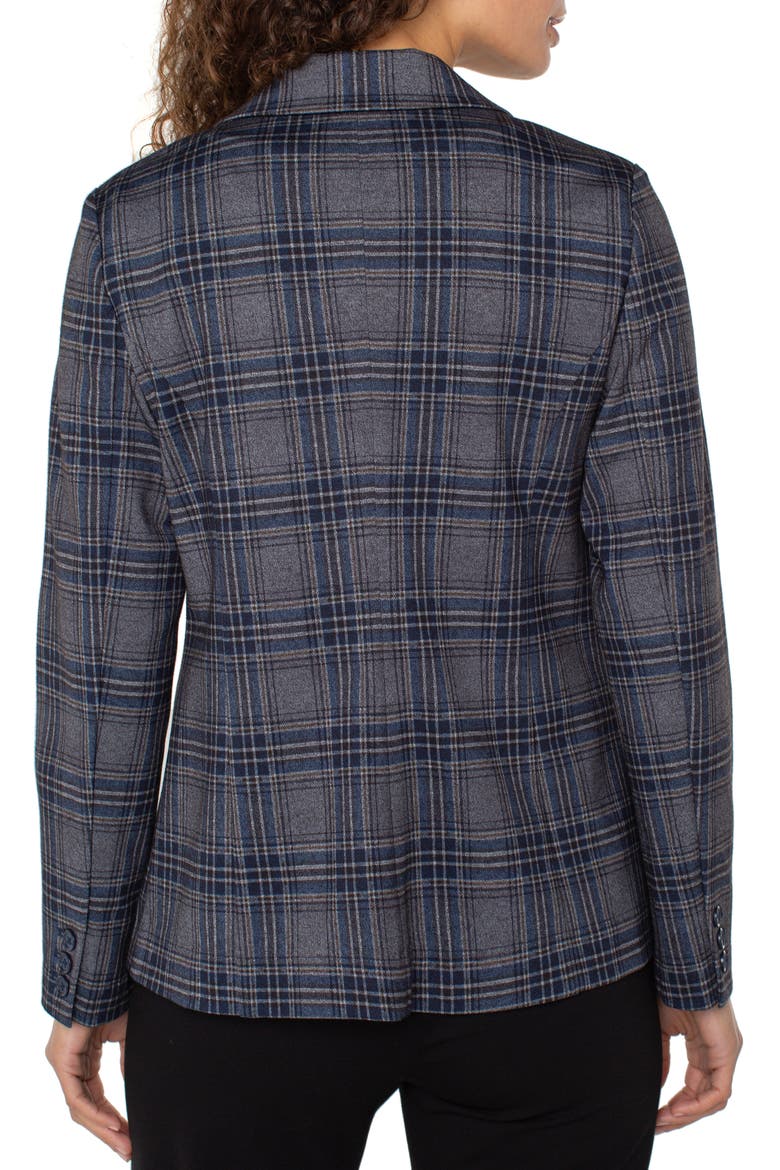 Fitted One-Button Plaid Blazer, Alternate, color, LIBERTY BLUE/GREY TARTAN PLAID