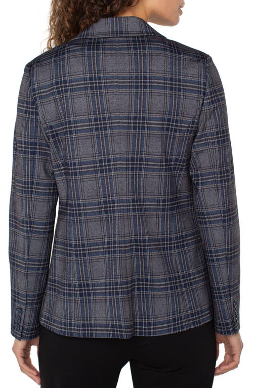 Liverpool Los Angeles Fitted One-button Plaid Blazer In Blue