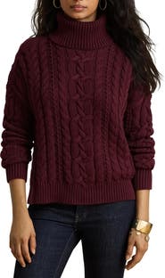 Lauren Ralph Lauren Combed Cable Knit Long Sleeve Turtleneck Sweater