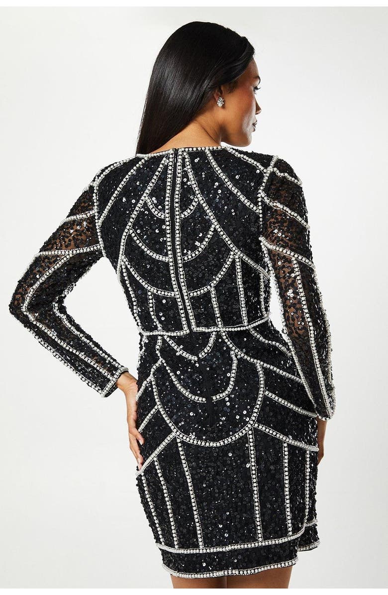 Coast Long Sleeve Sequin Mini Dress, Alternate, color, Black