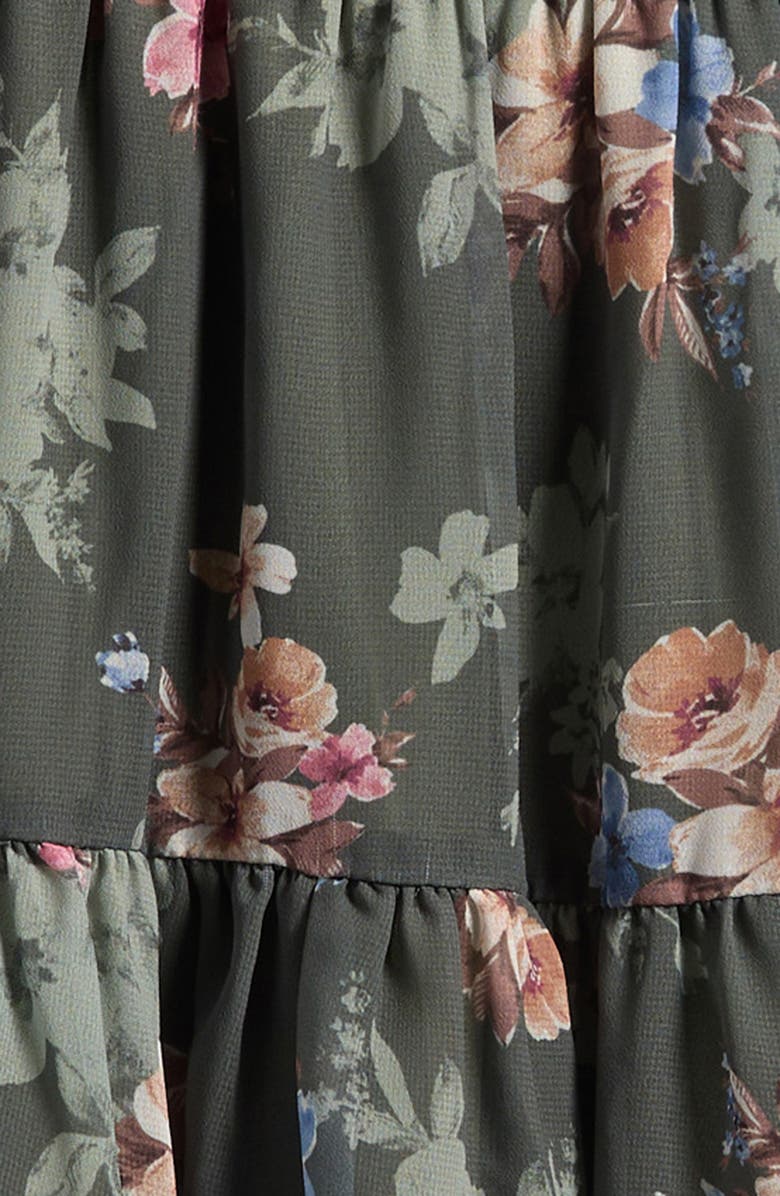 Ava & Yelly Kids' Printed Long Sleeve Chiffon Party Dress, Alternate, color, Olive