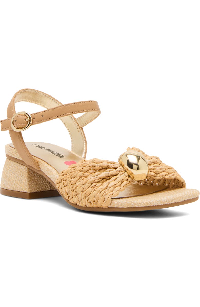 Steve Madden Kids' Jgolden Ankle Strap Sandal, Main, color, Natural Raffia