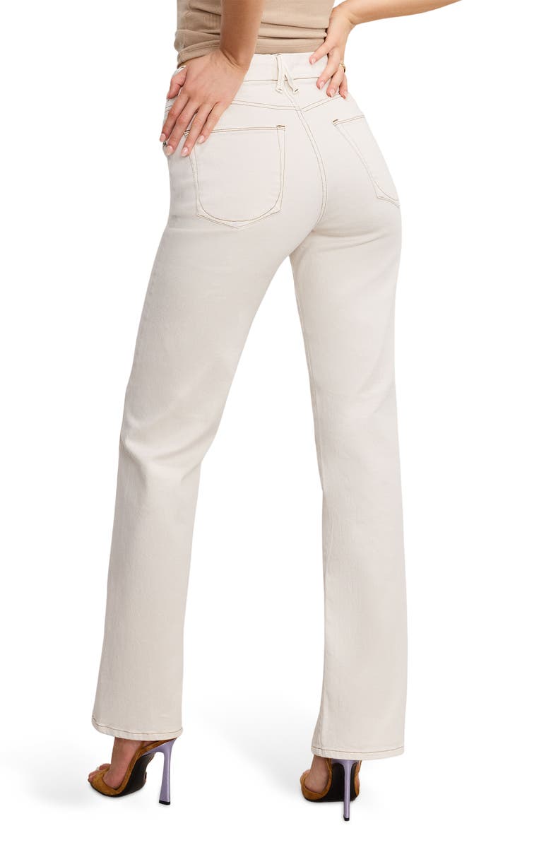 Good American Good Boy Split Hem Straight Leg Jeans, Alternate, color, Pearl001