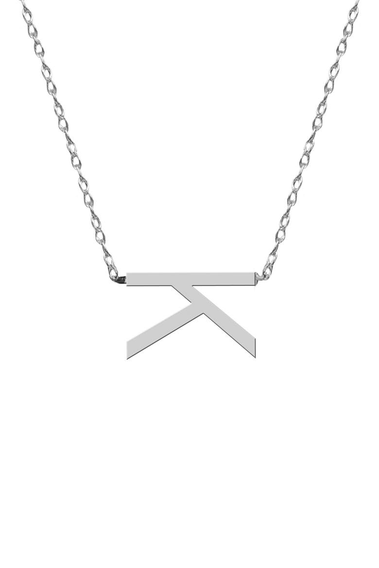 Sideways Block Initial Pendant Necklace (Nordstrom Exclusive), Main, color, SILVER-K