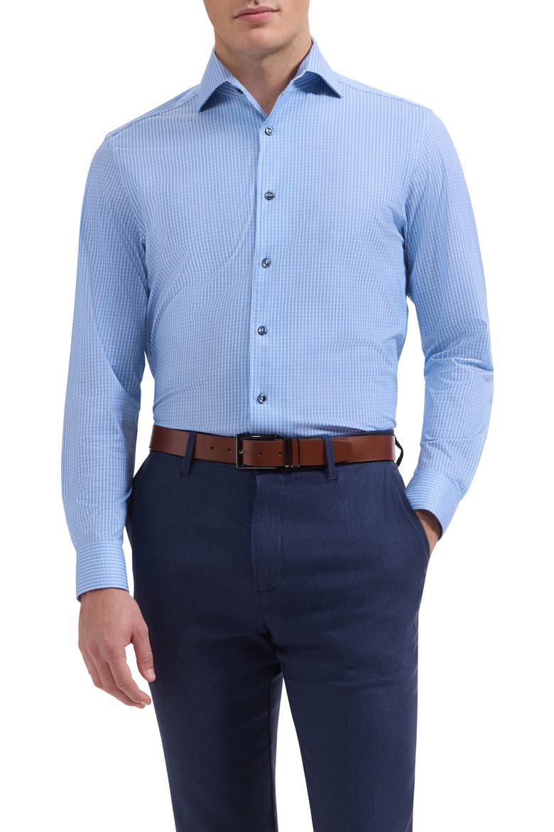 Devon OoohCotton® Plaid Button-Up Shirt, Main, color, AIR BLUE