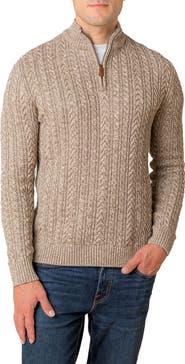 Hope & Henry Organic Half Zip Cable Pullover Sweater