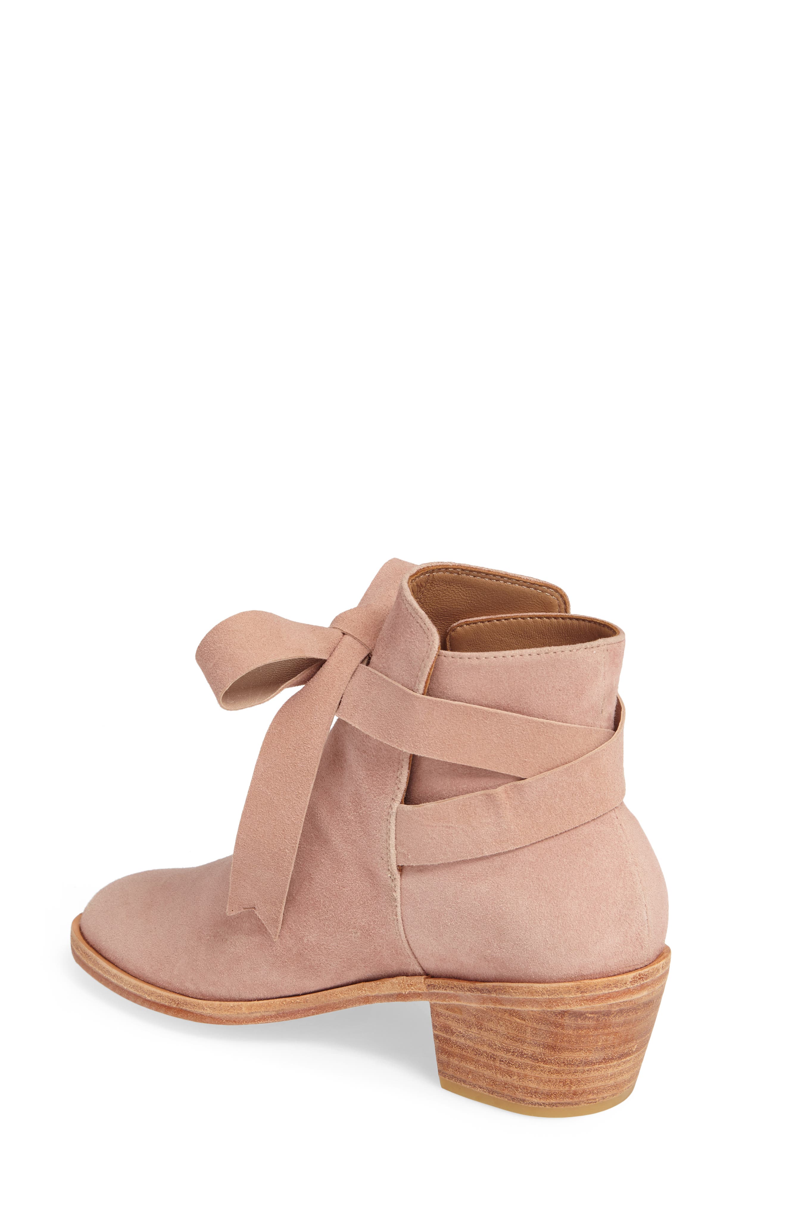 Loretana Ankle Tie Bootie, Alternate, color, ROSE SUEDE