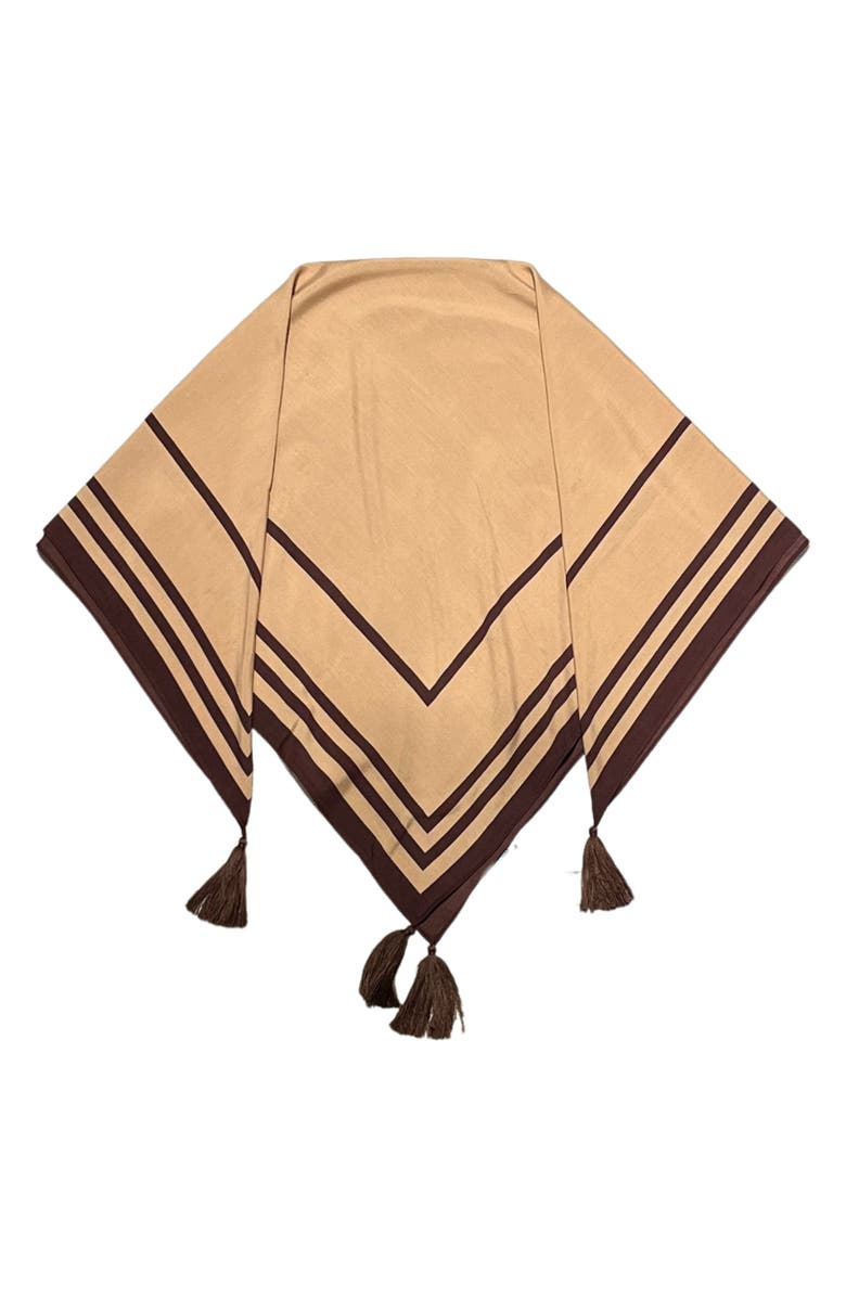 Nicole Miller Tassel Corner Scarf, Alternate, color, Tan