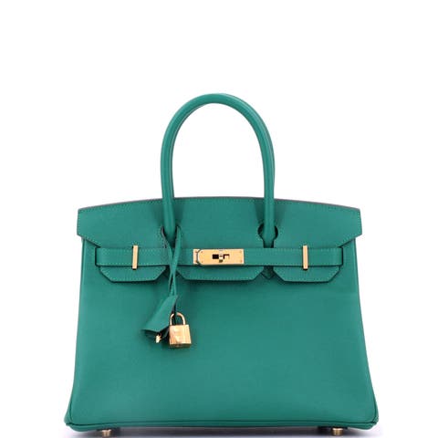 Birkin Handbag Green Epsom With Gold Hardware 30