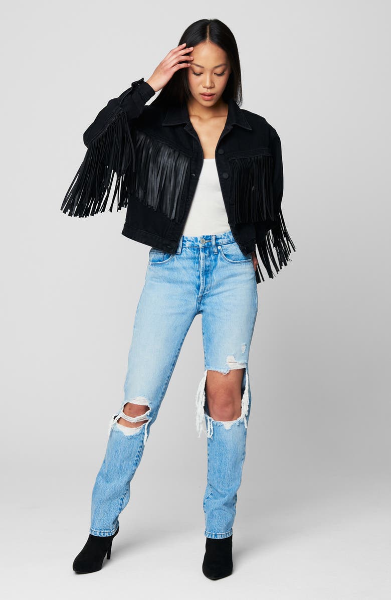 BLANKNYC Fringe Crop Faux Suede Jacket, Alternate, color,