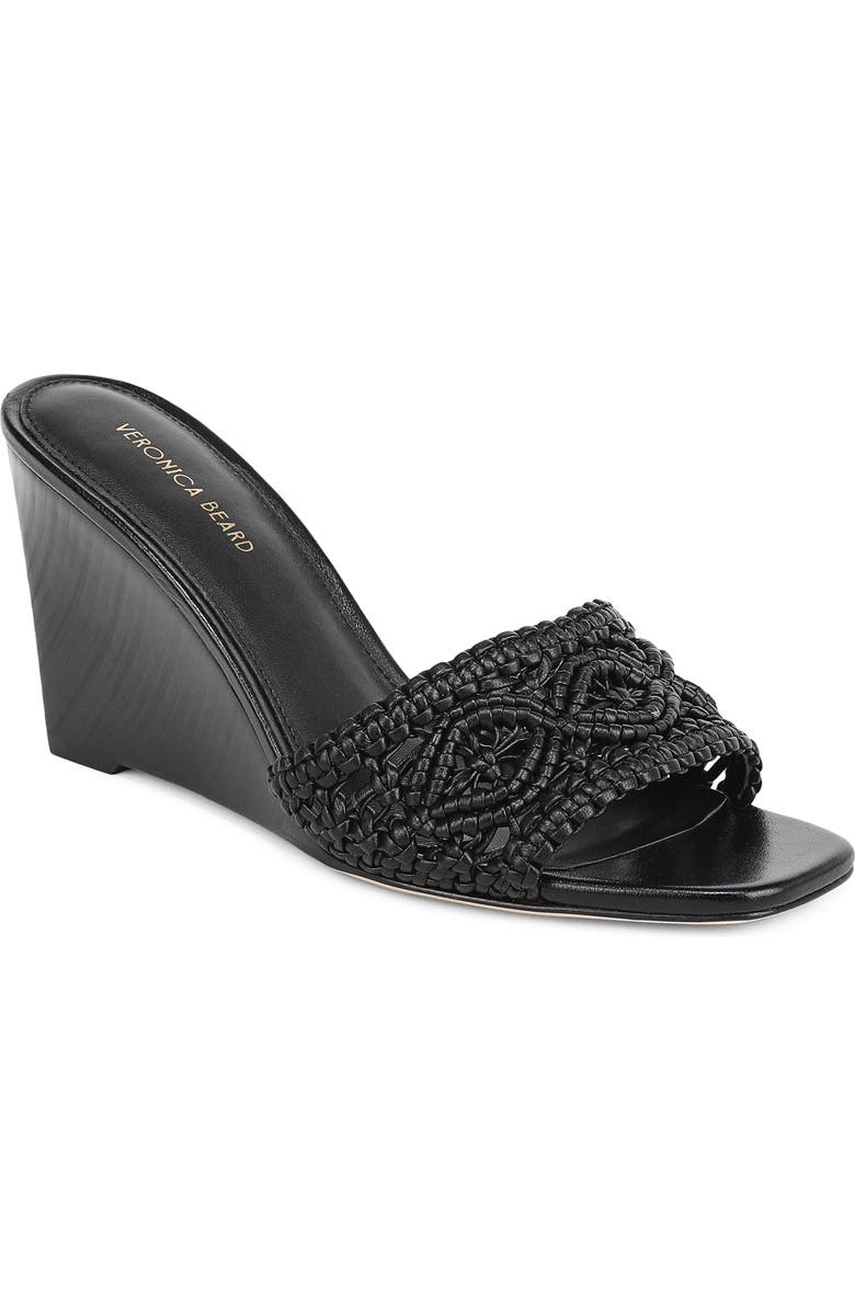 Veronica Beard Ellen Macramé Wedge Slide Sandal, Main, color, Black
