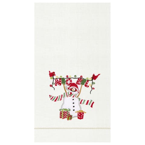 Noel Snowman Hemstitch Decorative Guest Towel