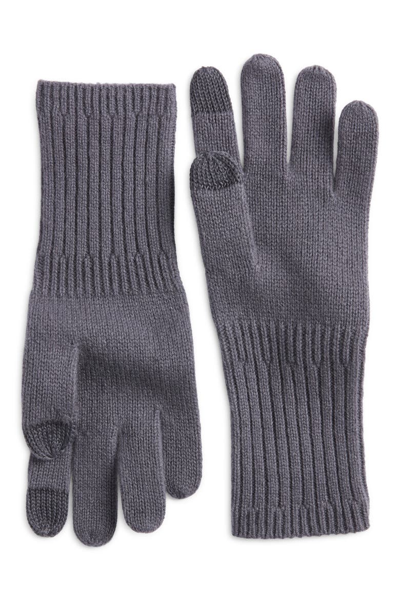 Cashmere Tech Gloves, Main, color, GREY AGATE