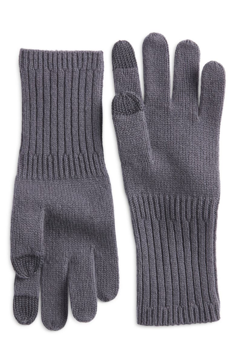 Nordstrom Cashmere Tech Gloves, Main, color, Grey Agate