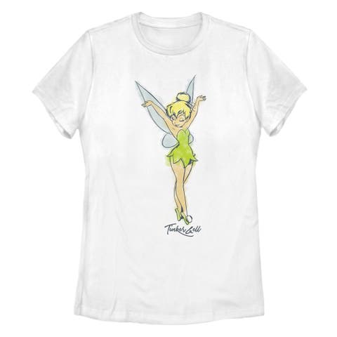 Women's Peter Pan Tinker Bell Retro Watercolor Portrait  Graphic T-Shirt