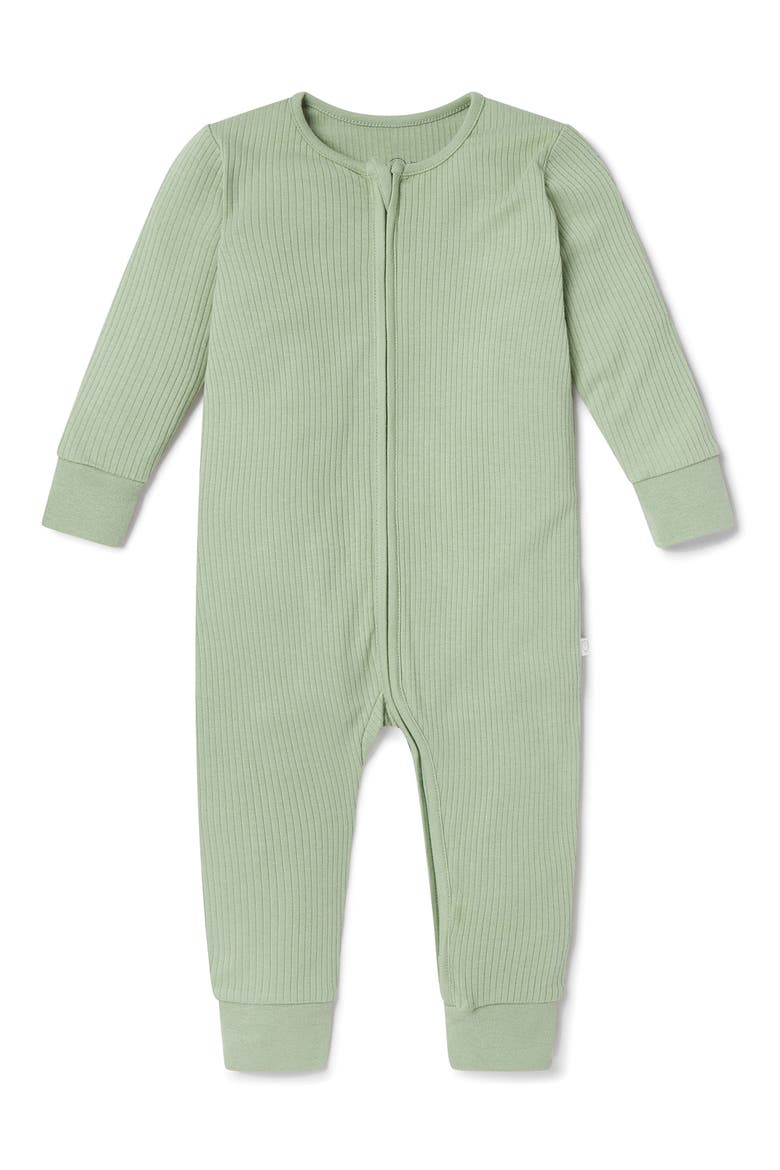 Rib Fitted One-Piece Romper, Main, color, RIBBED SAGE