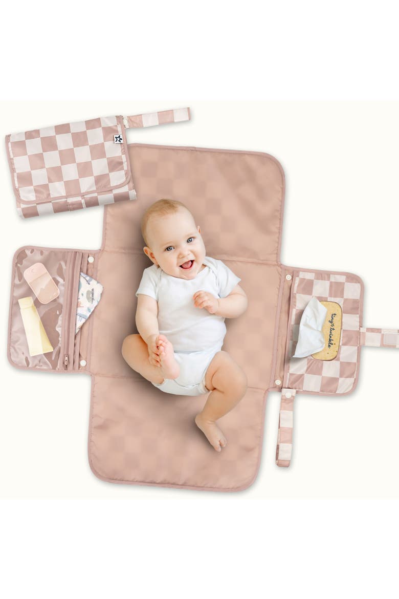 Portable/Foldable Waterproof Diaper Changing Pad with Smart Wipes Pocket, Main, color, Beige Checkers