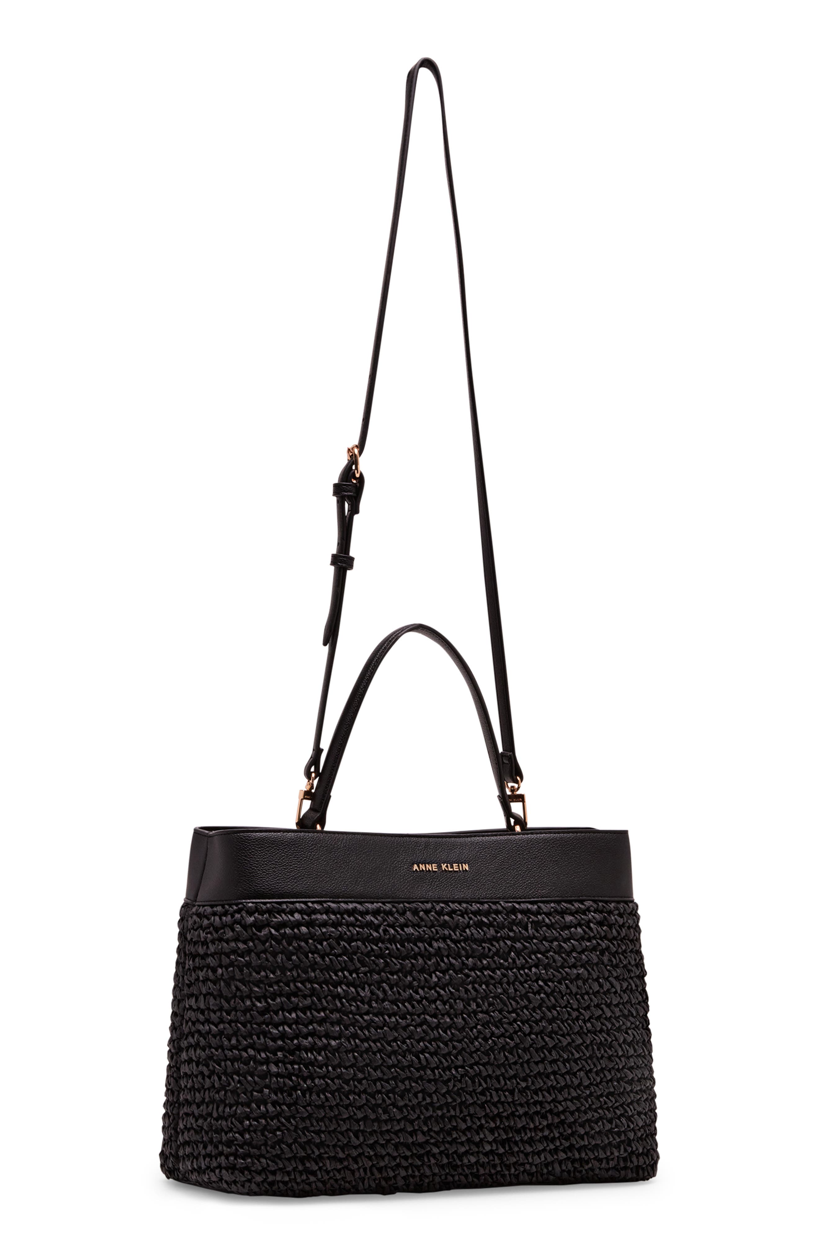 Anne Klein Woven Straw Satchel, Alternate, color, 