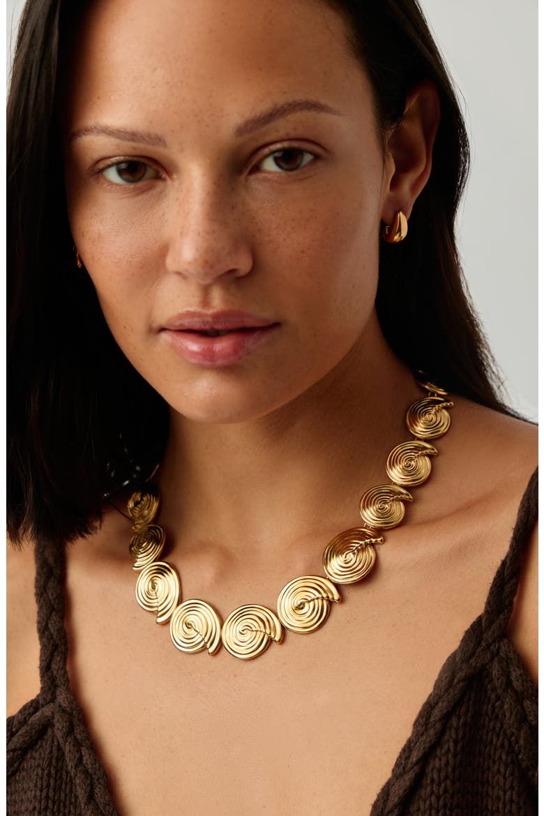 Spiral Statement Necklace, Alternate, color, GOLD