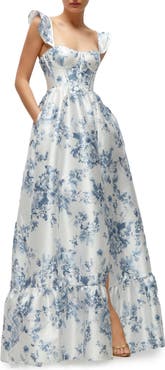 Dessy Collection Floral Corset Gown
