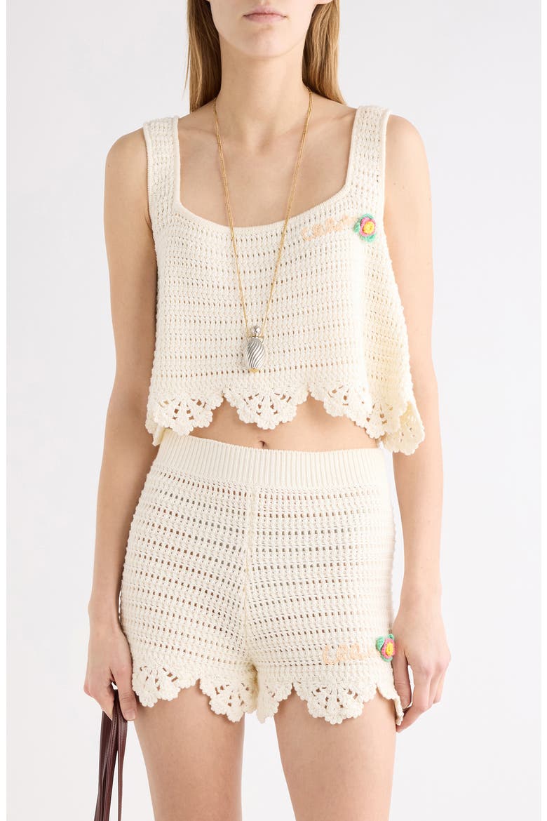 Crop Organic Cotton Crochet Tank, Main, color, ICONIC MILK