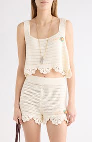 Chloé Crop Organic Cotton Crochet Tank