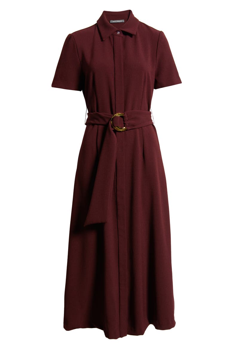 Belted Midi Shirtdress, Alternate, color, BURGUNDY